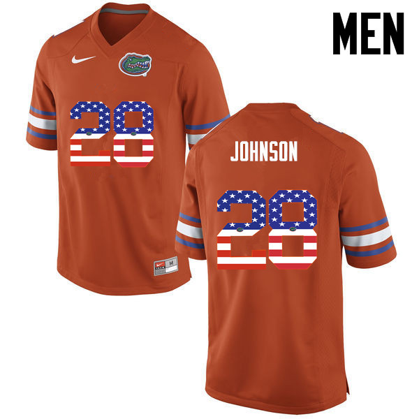 Men Florida Gators #28 Kylan Johnson College Football USA Flag Fashion Jerseys-Orange - Click Image to Close